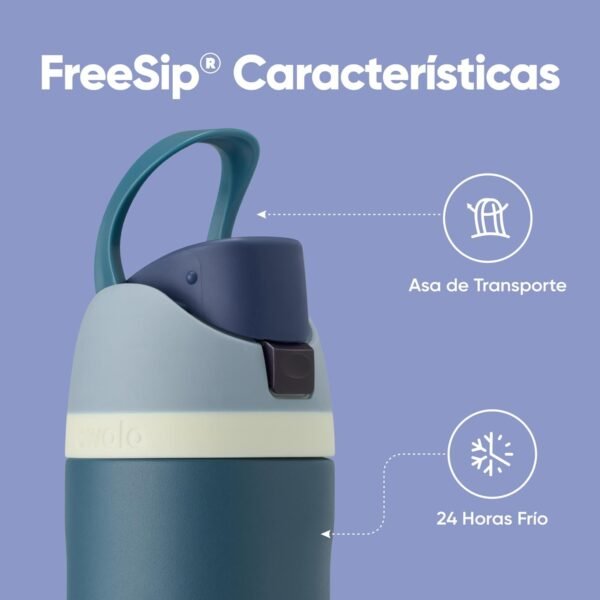 Owala FreeSip gourde isotherme en inox avec paille et couvercle, 710 ml - sans BPA, garde frais pendant 24 heures pour le sport et les voyages, Denim – Image 4