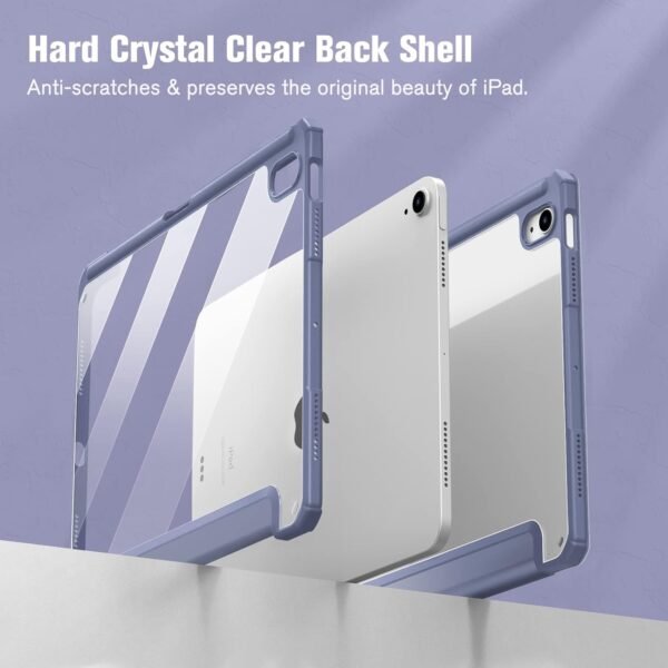 FINTIE Coque pour iPad Air 11 Pouces M3/M2 (2025/2024), iPad Air 5/4 10.9 Pouces (2022/2020) - [Rangement de Stylet] Housse Transparente Claire Etui Antichoc Veille/Réveil Auto, Gris Lavande – Image 6