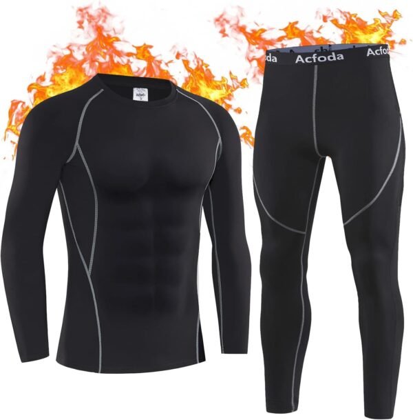 Homme Ensemble de sous Vetements Thermiques de Compression sous-Vêtement Thermique S-XXL
