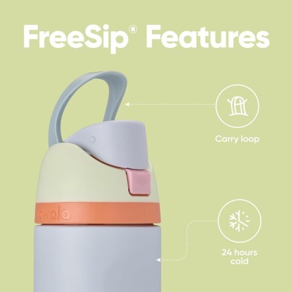 Owala FreeSip Gourde Bouteille d'eau isotherme en acier inoxydable avec paille pour le sport, les voyages et l'école, sans BPA, 710 ml, maison de plage – Image 3