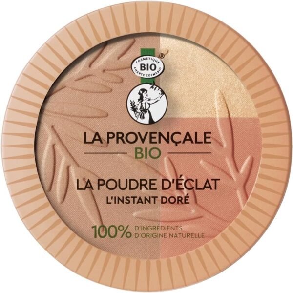 La Provençale Bio - Poudre d'Éclat l'Instant Doré - 3 en 1 : Poudre Soleil, Fard à Joues, Enlumineur de Teint - 100% d’Ingrédients d'Origine Naturelle - Poudre Bronzante Visage Effet Bonne Mine