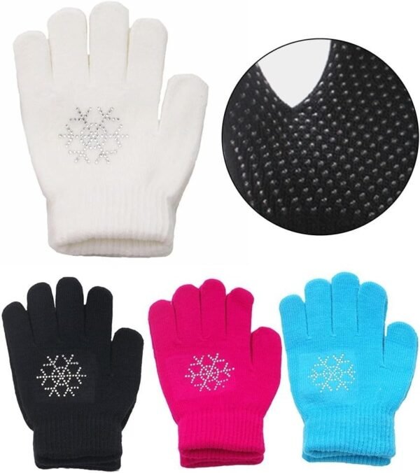 Oceanlend Gants de patinage artistique pour enfants, gants d'hiver antidérapants, gants extensibles chauds pour sports sur glace – Image 5
