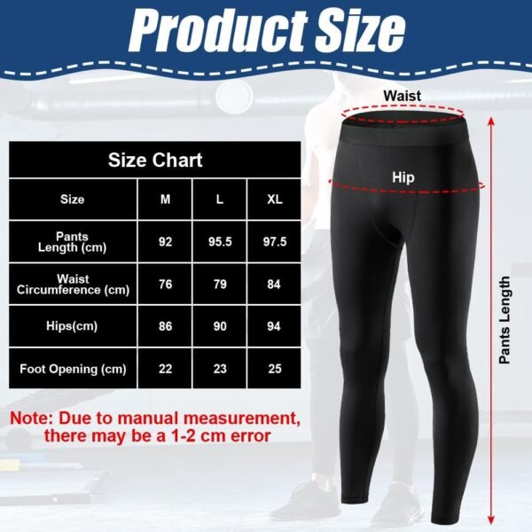 AUYAO Pantalons de Compression de Running Homme, Legging Homme Collants de Compression, Base Layers et Compression de Sport Homme Pantalon de Compression Collant de Sport Pantalon Anti-Frottements – Image 2