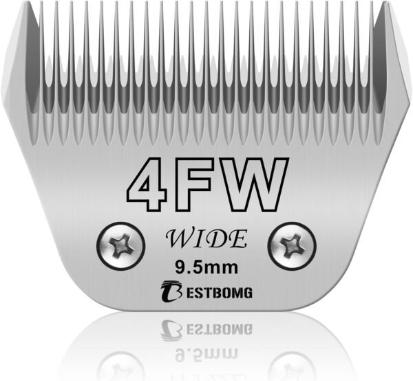 BESTBOMG Lames Larges et Amovibles 4FW pour Le toilettage des Chiens,compatibles avec Les tondeuses Andis,Oster A5,Wahl KM10,Longueur de Coupe 3/8 Pouces (9,5 mm)