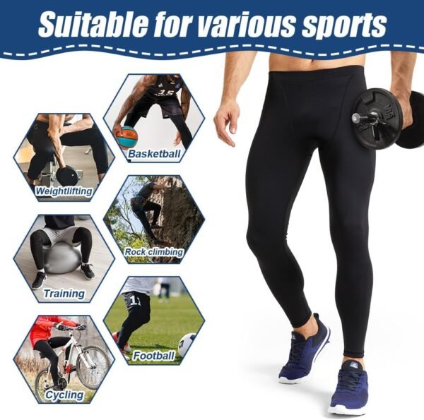 AUYAO Pantalons de Compression de Running Homme, Legging Homme Collants de Compression, Base Layers et Compression de Sport Homme Pantalon de Compression Collant de Sport Pantalon Anti-Frottements – Image 7