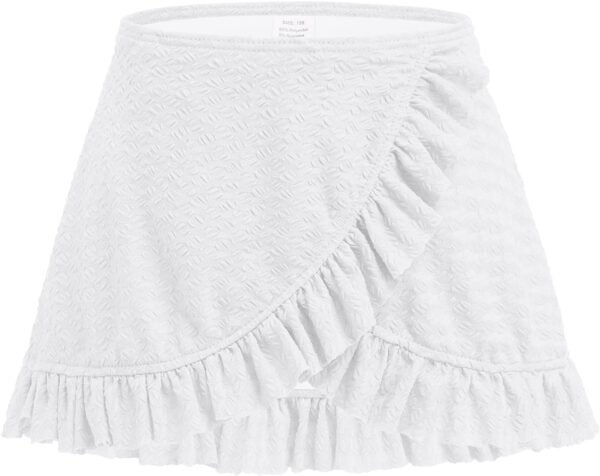 Maillot de Bain 3 pièces pour Fille avec Jupe torsadée sur Le Devant, Haut de Bikini, Slip de Bain de Couleur Unie et Jupe Cache-Maillot de Bain pour la Plage et la Piscine, Bikinis pour 5 à 14 Ans – Image 7