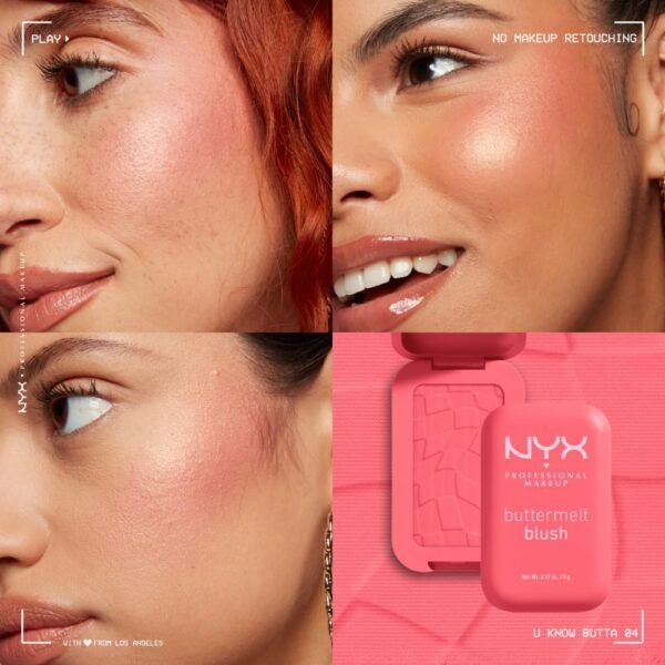 NYX PROFESSIONAL MAKEUP - Blush en Poudre, enrichi en beurre de mangue, beurre d'amande & beure de karité - Texture Fondante - Formule Vegan - Buttermelt Blush, Teinte : U Know Butta – Image 6