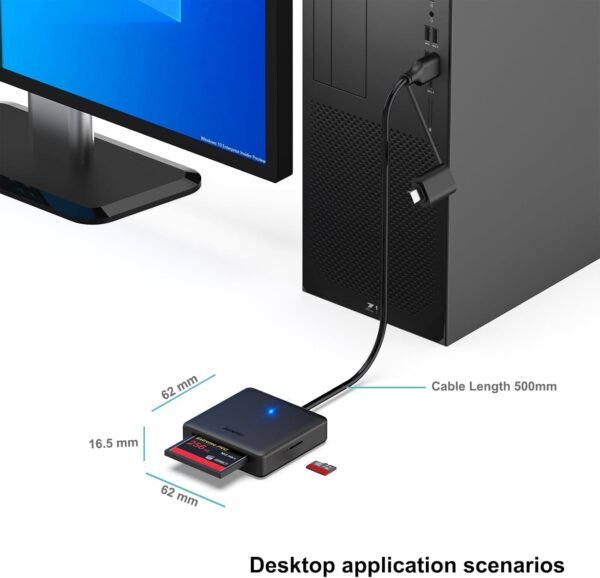 Lecteur de Carte mémoire, BENFEI 4 in 1 USB-C vers SD Adaptateur de Lecteur de Carte SD Micro SD MS CF, Compatible avec iPhone 15 Pro/Max, MacBook Pro/Air 2023, iPad Pro, Surface Book 3 et Plus – Image 4