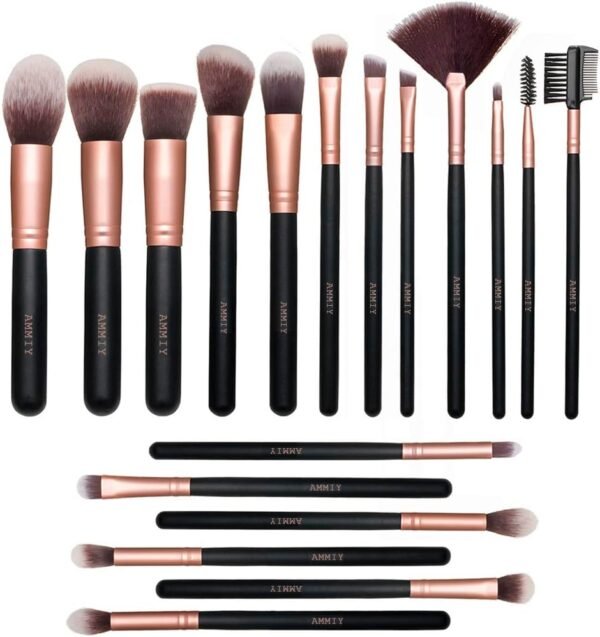 18 PCS Set Pinceaux Maquillage Rose Doré Synthétiques Haut De Gamme pour fond De Teint Mélange Poudre pour Le Visage Blush Concealers Ombres à Paupières
