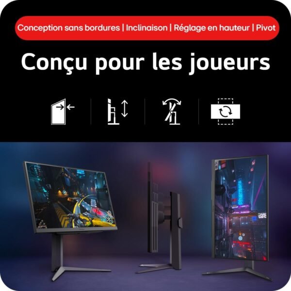 LG Ultragear™ 27GS75Q-B.AEU Ecran PC Gaming 27" - Dalle IPS résolution QHD (2560x1440), 1ms 180Hz (200Hz O/C), sRGB99% (CIE1931), AMD FreeSync, Compatible NVIDIA G-Sync – Image 6