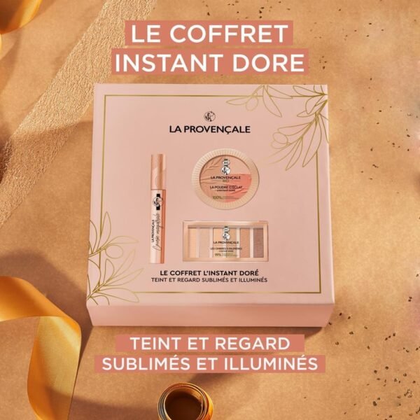 La Provencale - Coffret Cadeau Maquillage L'Instant Doré - 3 Produits - La Poudre Éclat, La Palette Instant Doré et Le Mascara Courbe Magistrale - Enrichis en Huile d'Olive BIO et Pigments Minéraux – Image 2