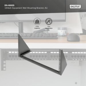 Alternative view of DIGITUS DN-48005 – Cadre 19 Pouces – 6U – Châssis Universel pour équipements 19" – Montage Mural Vertical – pour Accessoires Audio-vidéo – 283 x 504 x 151 mm – Noir