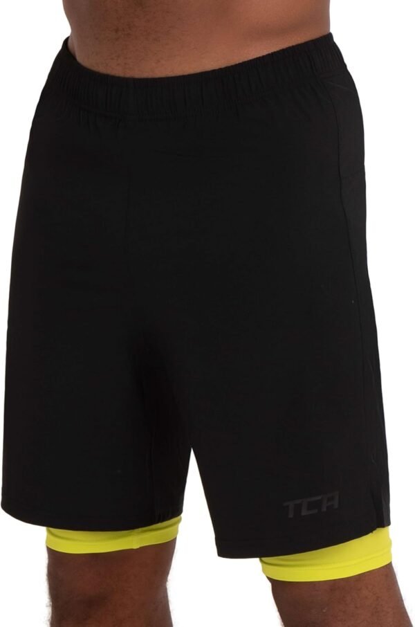 TCA Ultra Short Running Homme - Short Homme Sport avec Poche Arrière Zippée et Cuissard Compression Intégré - Shorts de Sport Homme