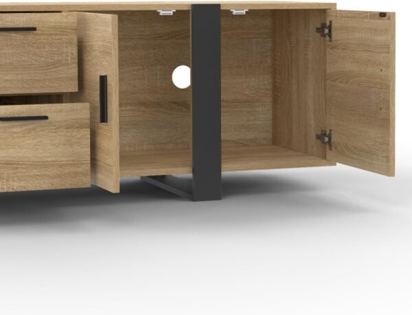 IDMarket - Meuble TV 180 cm Phoenix 4 Portes + 2 tiroirs Bois et Noir – Image 6