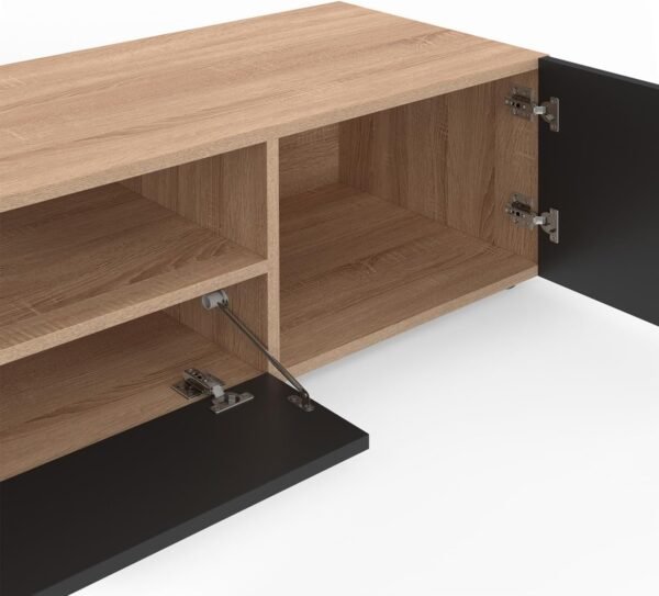 IDMarket - Meuble TV 140 cm ELI Bois façon hêtre Portes Noires – Image 6
