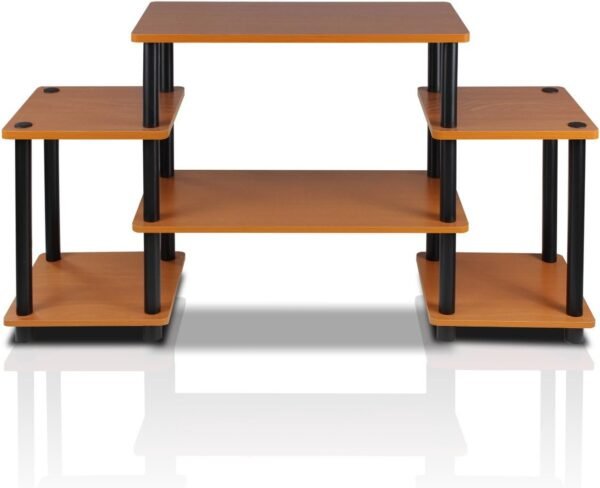 Furinno Meubles TV sans Outils, Cerisier Clair et Noir, Taille Unique, Light Cherry et Black, One Size – Image 4