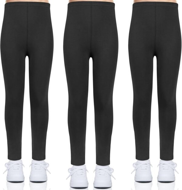 KOOOGEAR Lot de 3 leggings pour fille, taille haute, leggings de sport longs et doux, élastiques, pantalon de sport pour la danse, le yoga, la vie quotidienne