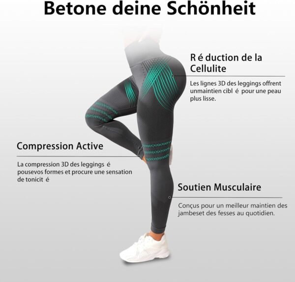 Leggings Anti Cellulite 3D Femme Original, Legging Anti-Cellulite à Compression 3 D, Minceur Taille Haute sans Couture, Pantalon de Sport Yoga Fitness Push-Up Sculptant – Image 2