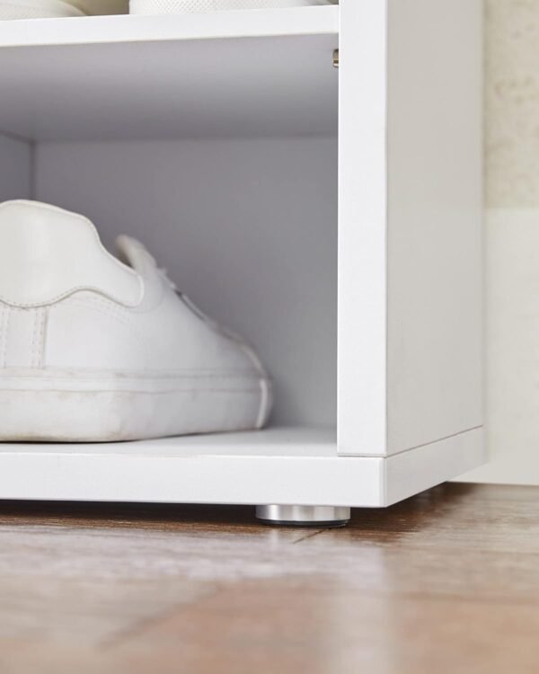 VASAGLE Banc à Chaussures, Organiseur de Chaussures avec 15 Compartiments, Siège Rembourré, pour Entrée, Couloir, Placard, Blanc Nuage et Gris Tourterelle LHS15WT – Image 8