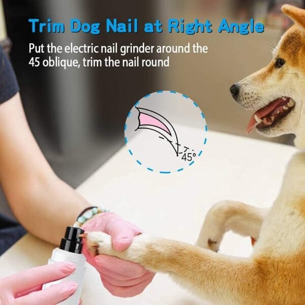 Casfuy Lime à Ongle Chien - Coupe-Ongles électrique Rechargeable à 2 Vitesses pour Animaux de Compagnie toilettage et lissage des Pattes indolores pour Petits Chiens de Taille Moyenne Chats – Image 7
