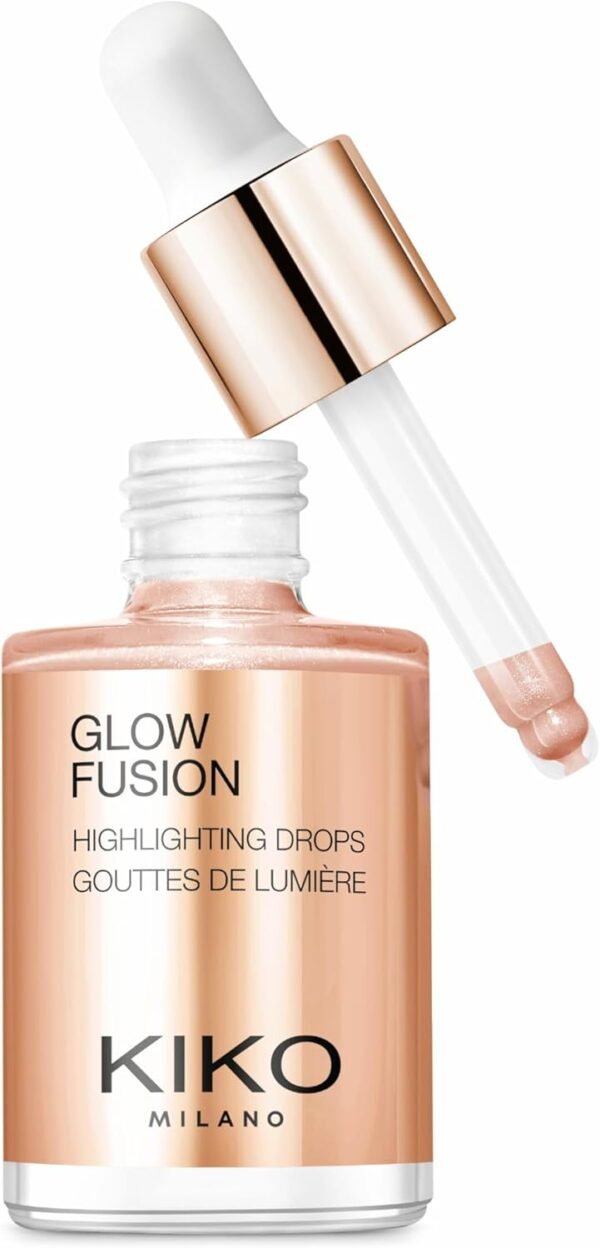 KIKO Milano Glow Fusion Highlighting Drops 02, Enlumineur Liquide Pour Le Visage Au Fini Métallisé
