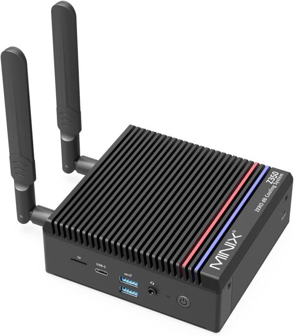 MINIX Fanless PC Windows 11 Pro, Intel i3-N350, Neo Z350-0dB 16GB DDR4 512GB M.2 PCIe Gen3 x 4 SSD Micro Desktop Computer, 4K Dual Display/2.5G LAN, for Business Home Office Multi-Tasking