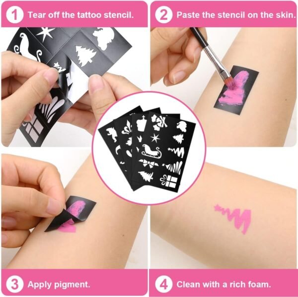 URAQT Peinture Corporelle pour Le Visage, Palette de Maquillage pour Enfants, 15 Couleurs Palette de Tatouage de Peinture à I'huile, Sûr, Non Toxique, Pour Halloween, Noël, Carnaval, Soirées à Thème – Image 6