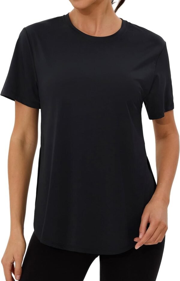 Wayleb Tee Shirt Sport Femme à Manches Courtes T-Shirts Femme à Séchage Rapide Haut Top pour Fitness Yoga Pilates et Jogging – Image 3