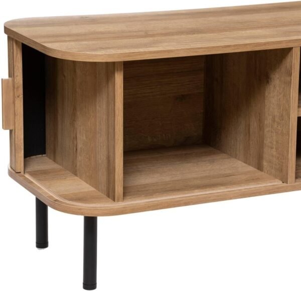 Atmosphera Créateur d'Intérieur - Meuble TV Colva 2 Portes Coulissantes - Étagère Ajustable - Rangement 4 Cases pour Salon, Chambre - H46 x L140cm – Image 3