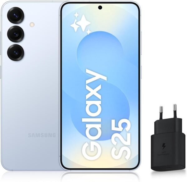 Samsung Galaxy S25, Smartphone Android 5G avec Galaxy AI, 128 Go, Chargeur secteur rapide 25W inclus, Smartphone déverrouillé, Bleu Clair, Version FR