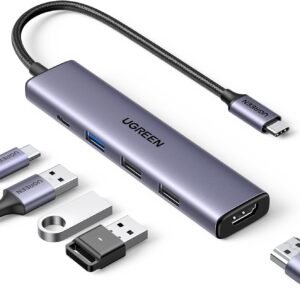 UGREEN Revodok 105 Hub USB C HDMI 4K PD 100W Charge Multi Data Ports 5Gbps 5 en 1 Adaptateur USB C vers HDMI Compatible avec iPhone 16 Plus Pro Max 15 MacBook iPad Pro Air Surface Galaxy S24