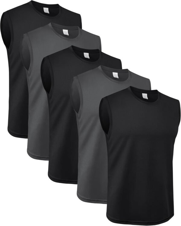 MEETYOO débardeurs Homme Lot de 5,sous-vêtement Technique sans Manches,T-Shirt Respirant Gainant pour Running,Fitness et Salle de Sport