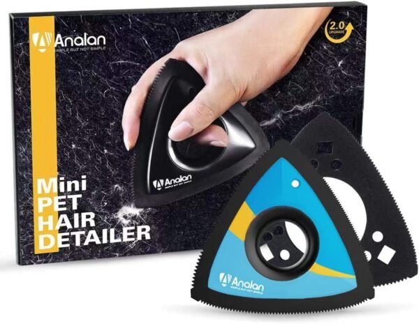 ANALAN Brosse Anti Poils Animaux, Mini Epilateur de Poils d'animaux pour Chiens et Chats, Brosse pour Voitures, Tapis, Peluches, Canapé et Meubles(avec 1 Lame supplémentaire) (Bleu Citron)