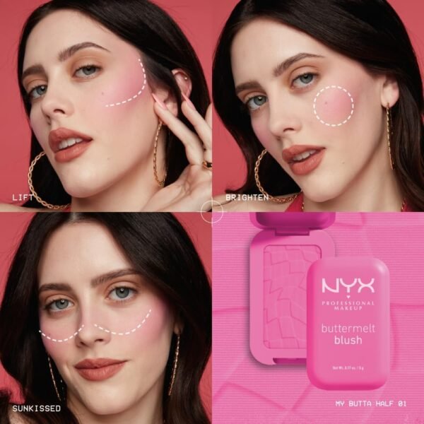NYX PROFESSIONAL MAKEUP - Blush en Poudre, enrichi en beurre de mangue, beurre d'amande & beure de karité - Texture Fondante - Formule Vegan - Buttermelt Blush, Teinte : U Know Butta – Image 5