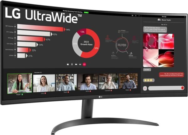 LG UltraWide™ 34WR50QK-B Ecran PC Ultra Large 34" - Dalle VA résolution QHD (3440 x 1440), 5ms GtG 100Hz, HDR 10, sRGB 90% (CIE1931), inclinable, Mode Portrait – Image 10