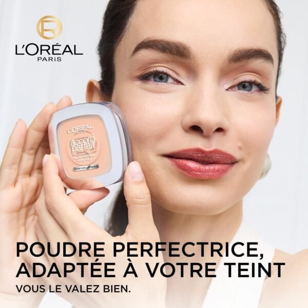 L'Oréal Paris - Poudre Fondante Perfectrice Bienfaisante - Enrichie en Pigments Minéraux & Acide Hyaluronique - Tous les Types de Peaux - Accord Parfait - Teinte : Beige (4.N) - 9 g – Image 2