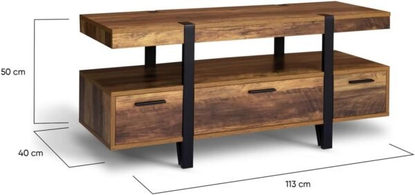 IDMarket - Meuble TV 113 cm Austria Bois Pied épingle avec tiroirs – Image 6
