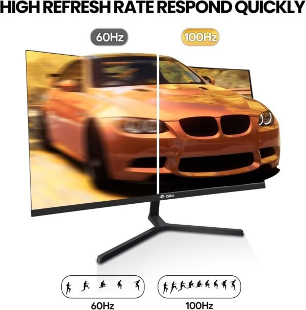 CRUA 24" 100 Hz Moniteur de Jeu incurvé de, Full HD 1080p 2800R sans Cadre, GTG 1 ms avec FreeSync, Faible Flou de Mouvement, Soin des Yeux, VESA, HDM“ – Image 4