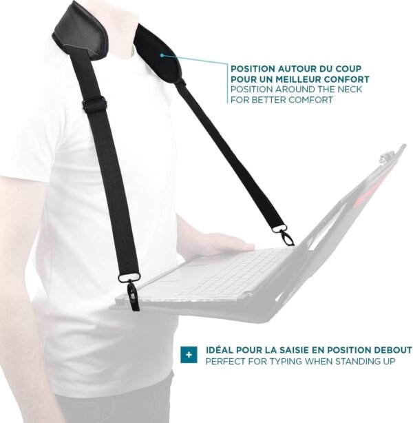 MOBILIS Bandoulière de Transport Universelle pour Tablette/Téléphone/Terminal de Saisie, 2 Points d'Accroche, Longueur Réglable 105-165 cm, Anti Chute, Ergonomique et Confortable, Noir – Image 5