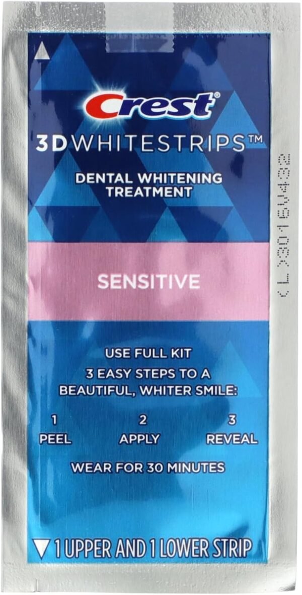 Crest 3D Whitestrips Sensitive At-Home Teeth Whitening Kit, 18 Treatments, Gently Removes 15 Years of Stains – Image 3