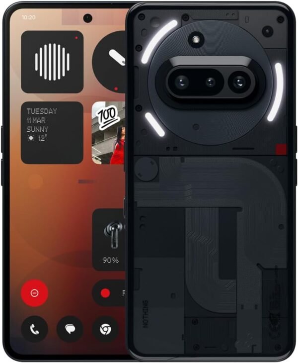 Nothing Phone (3a) 256 GB - Handy mit Essential Space, 50-MP-Hauptkamera, 32-MP-Frontkamera, 30-facher Ultra-Zoom, 12 GB RAM, Langer Akkulaufzeit und 6,77 Zoll Flexibles FHD+ AMOLED-Display - Schwarz