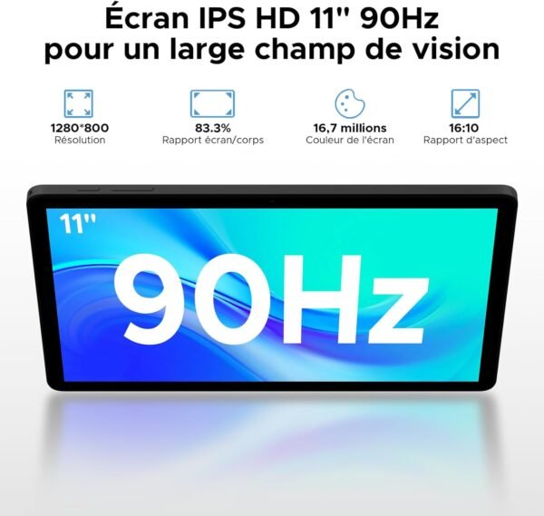DOOGEE Tab A9 Pro+ Tablette Android 15, Tablette 11 Pouces, 30GB RAM+128GB ROM/TF 2TB, Batterie 8580mAh, Octa-Core T7200 90Hz,13MP Caméra, Tablette Tactile Widevine L1/5G WiFi/OTG/Face ID – Image 3