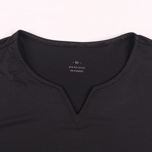 YCHSXAIZ T-Shirts athlétiques en Maille pour Hommes avec col en V Fendu pour la Musculation d'entraînement de Gym – Image 3