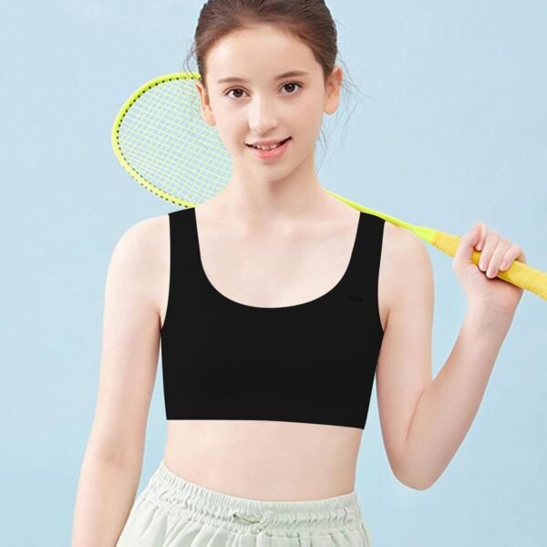 FUIPVGI Lot de 4 soutiens-gorge courts pour filles, en coton doux et confortable pour filles, sous-vêtements de sport non rembourrés, soutien-gorge d'entraînement pour filles, enfants, adolescentes, 8 – Image 6