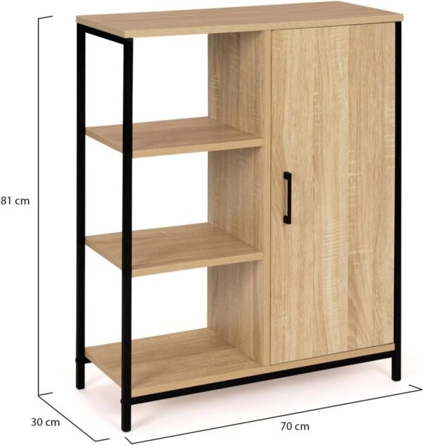 IDMarket - Buffet d'appoint 3 étagères et Placard 70 cm Detroit Design Industriel – Image 3