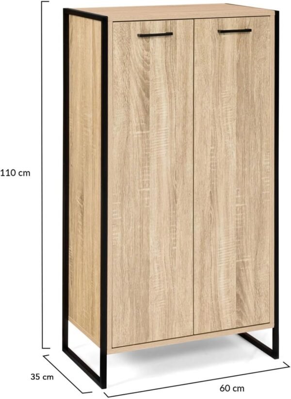 IDMarket - Armoire à chaussures 18 paires LUIS 2 portes design industriel – Image 5