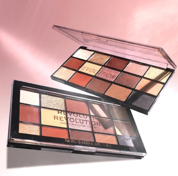 Makeup Revolution, Palette d'ombres à paupières Reloaded, Valvet Rose, 15 nuances, 16.5g Crème – Image 6