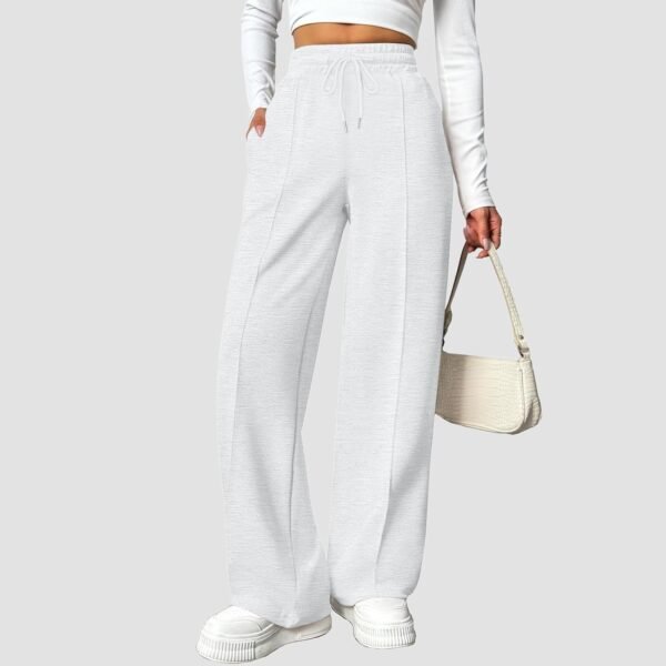 Pantalon Jogging Femme Pantalon de Sport Femme Taille Haute Pantalon Large de Survêtement Femme avec Poches Pantalons de Chaud Décontractés Femme Couleur Unie Sweatpants Hiver pour Fitness – Image 2