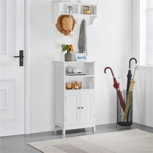 Yaheetech Meuble de Salle de Bain, Meuble de Rangement, 2 Étagères, Armoire Planche Réglable en Hauteur, Salon, Cuisine, Couloir, Profond 50 x 30 x 92,5 cm Blanc – Image 4