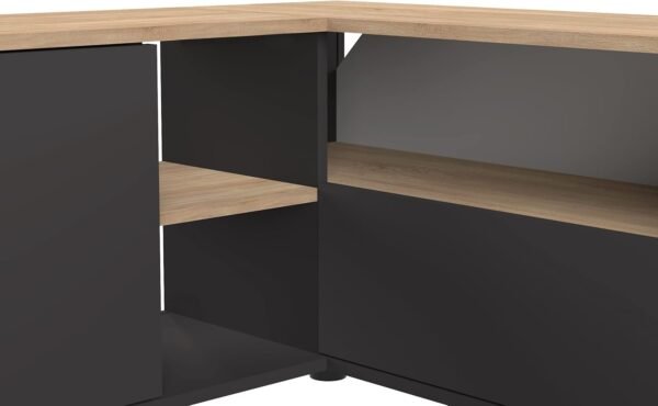 Symbiosis Angle Meuble Tv Noir et Chêne Naturel 90x90x45 cm – Image 6